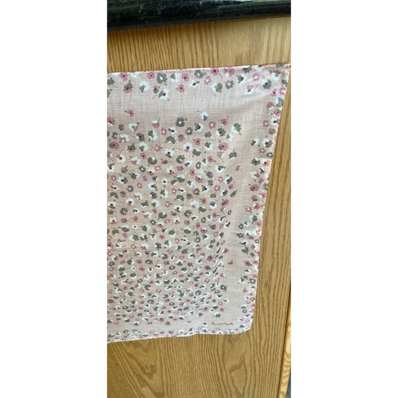 Vintage Margaret Howell Scarf Pink White Green Floral Print Rolled Edges Flowers - Picture 5 of 7